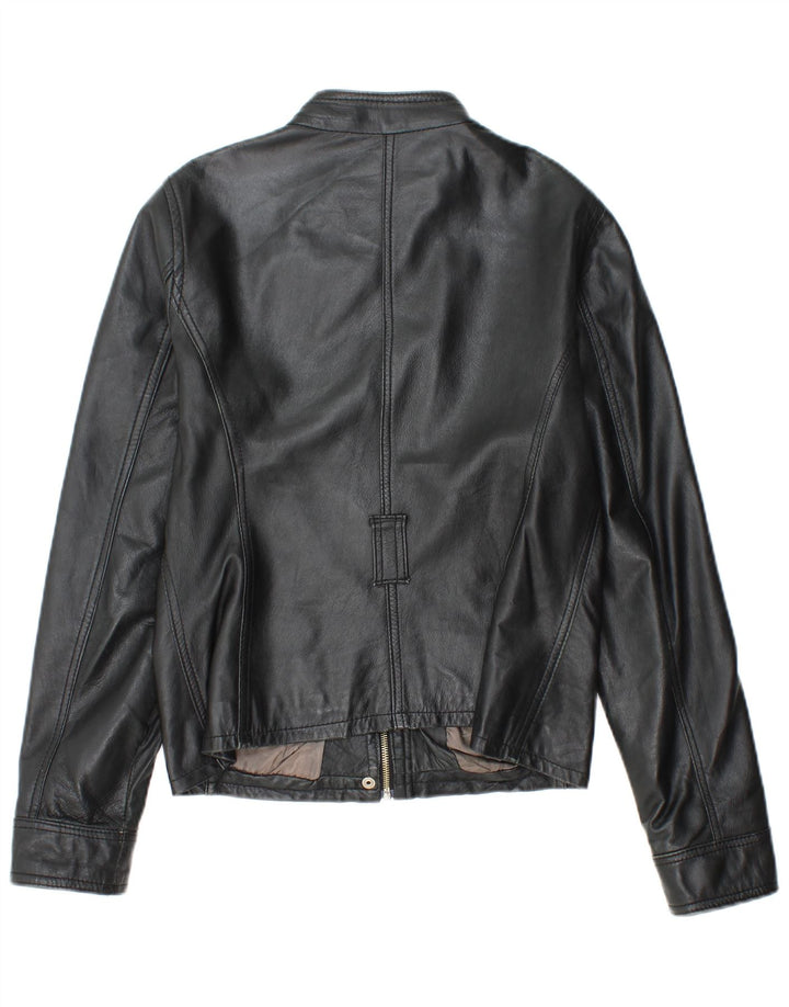 SANDRO FERRONE Женская кожаная куртка UK 14, большая черная кожа