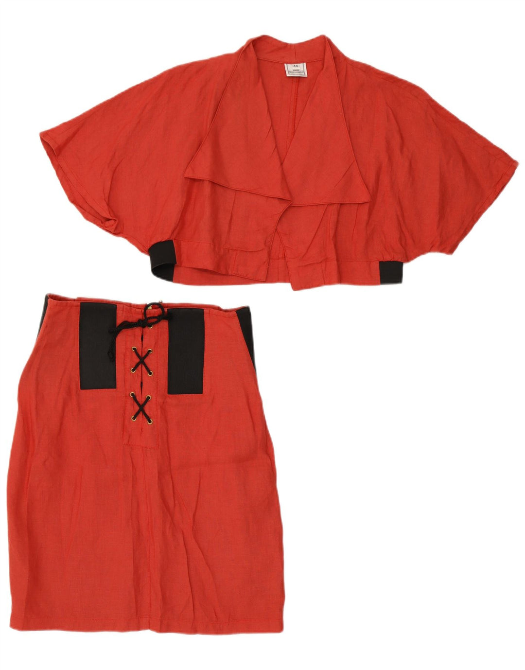 Винтажный женский комплект из 2 юбок IT 44, средний W26, красный лен с цветными блоками