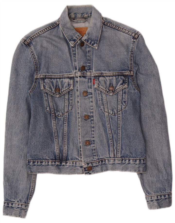 Женская джинсовая куртка Levi's UK 10, маленькая, синяя, хлопок