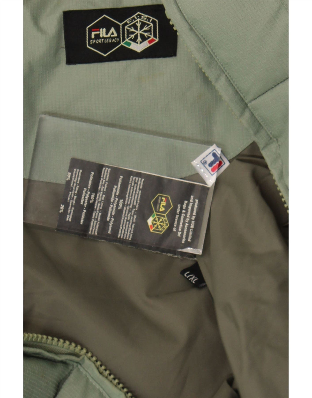 Мужская стеганая куртка FILA UK 40, большая, зеленая, полиамид