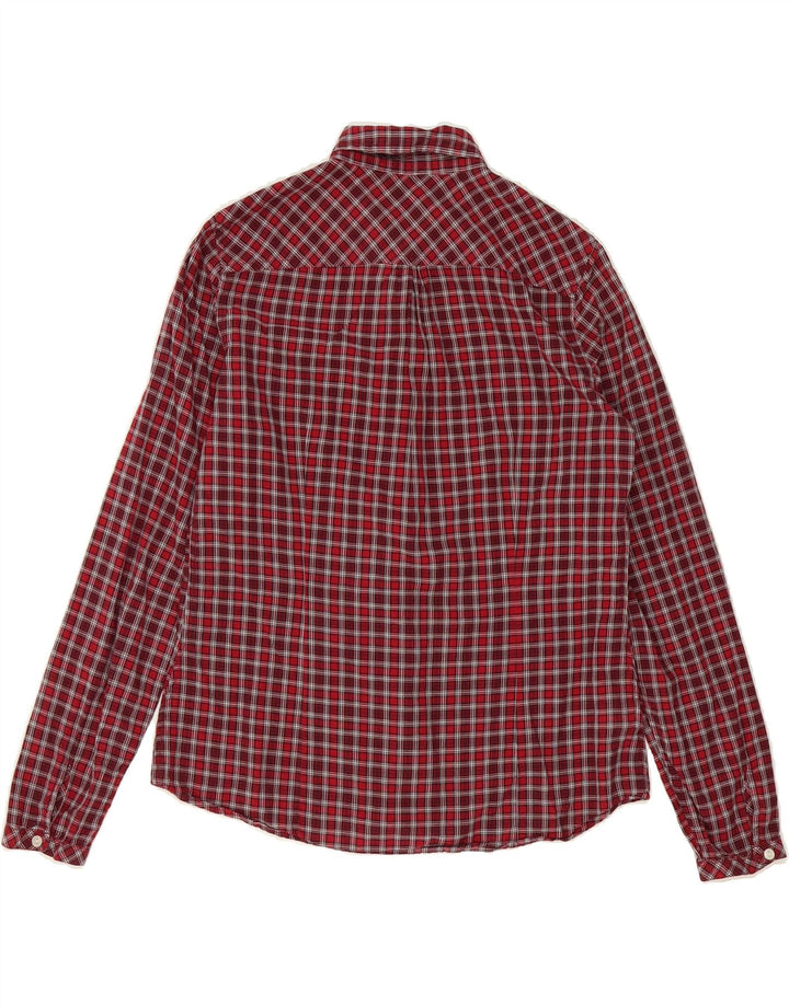 EDDIE BAUER Womens Ruffle Front Shirt UK 14 Medium Red Check Cotton Vintage Eddie Bauer and Second-Hand Eddie Bauer from Messina Hembry 