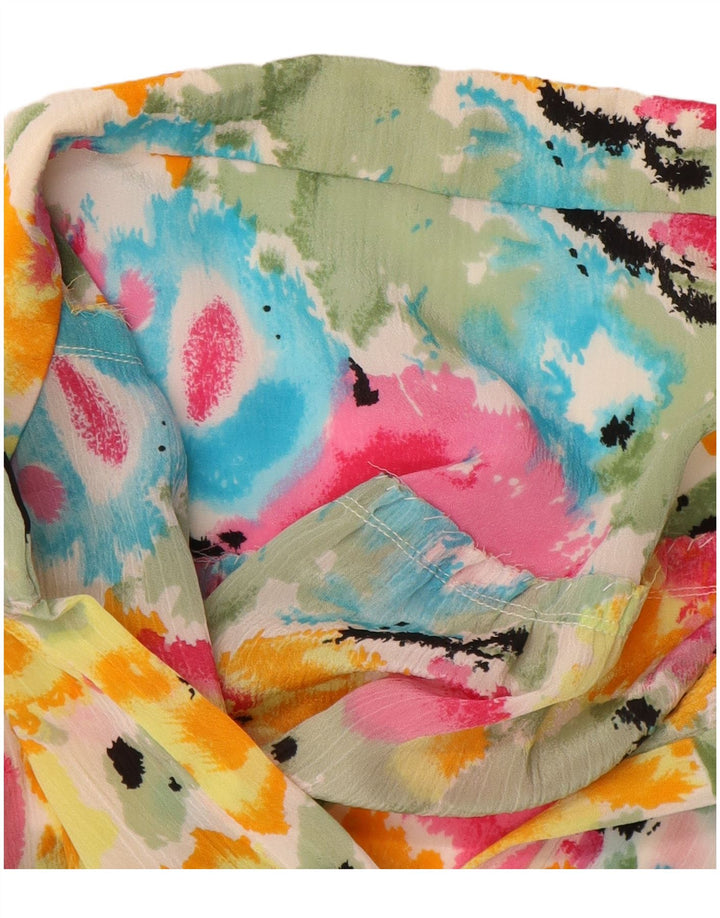 ВИНТАЖНАЯ женская блузка-рубашка с коротким рукавом, Великобритания, 16, большая разноцветная тай-дай