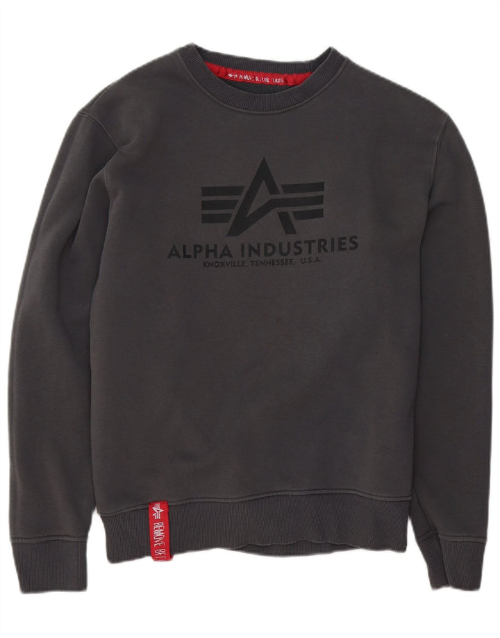 Мужской свитшот с рисунком Alpha Industries, маленький серый хлопковый джемпер
