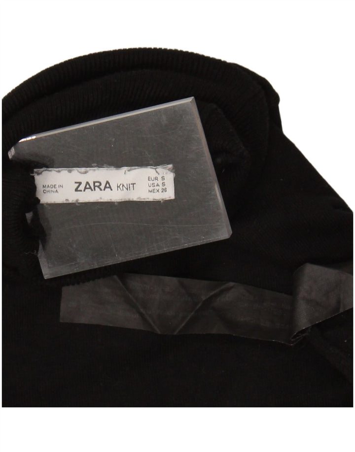 ZARA Womens Roll Neck Jumper Sweater UK 10 Small Black Viscose