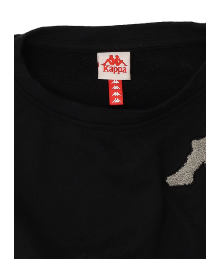 KAPPA Womens Crop Graphic Sweatshirt Jumper UK 10 Small Black Vintage Kappa and Second-Hand Kappa from Messina Hembry 