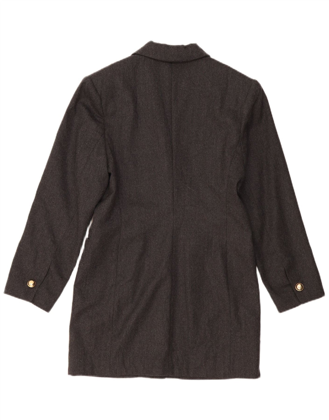 Винтажный женский удлиненный пиджак на 1 пуговице (США 2 XS), серая шерсть