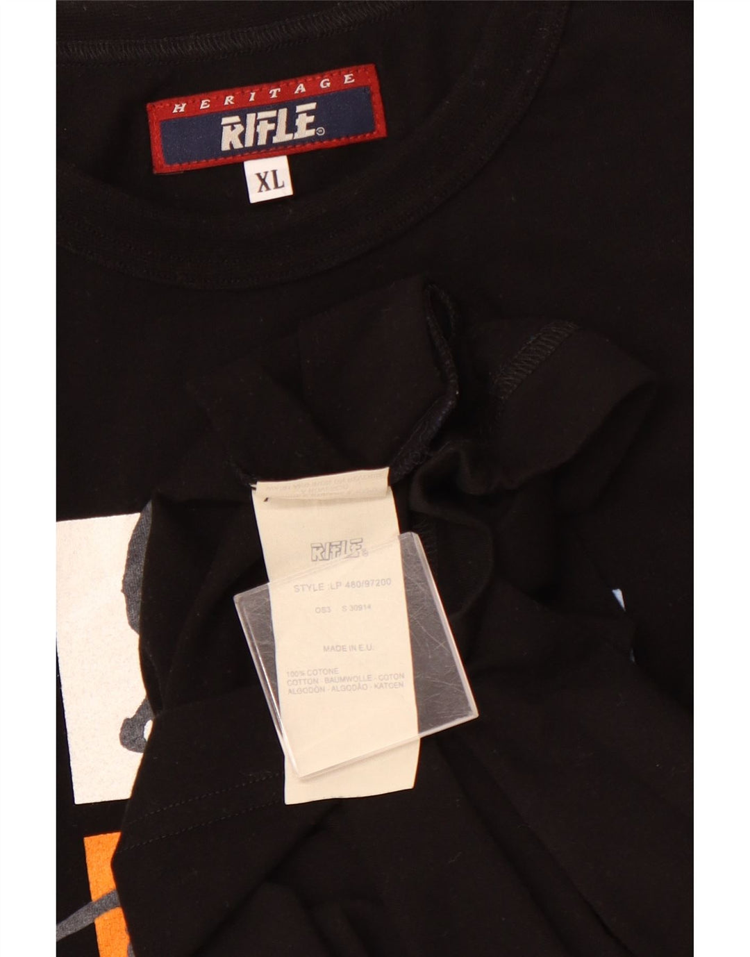 Мужская футболка с рисунком RIFLE XL, черный хлопок