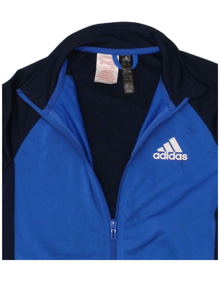 ADIDAS Boys Tracksuit Top Jacket 9-10 Years Navy Blue Colourblock Vintage Adidas and Second-Hand Adidas from Messina Hembry 