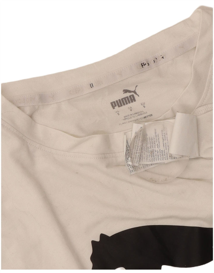 Женская укороченная футболка с рисунком Puma Top UK 10, маленький белый полиэстер