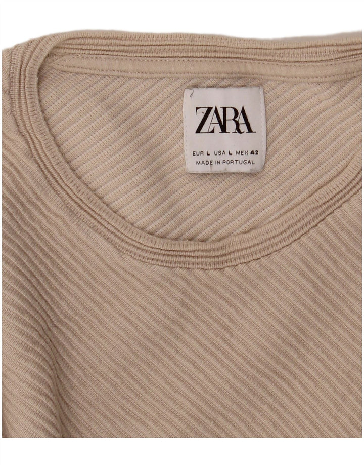 Мужской топ с длинным рукавом Zara, большой бежевый