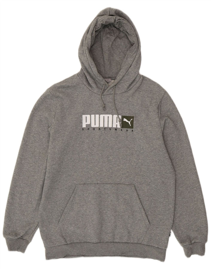 Мужской джемпер с капюшоном Puma с рисунком, средний серый хлопок с крапинками