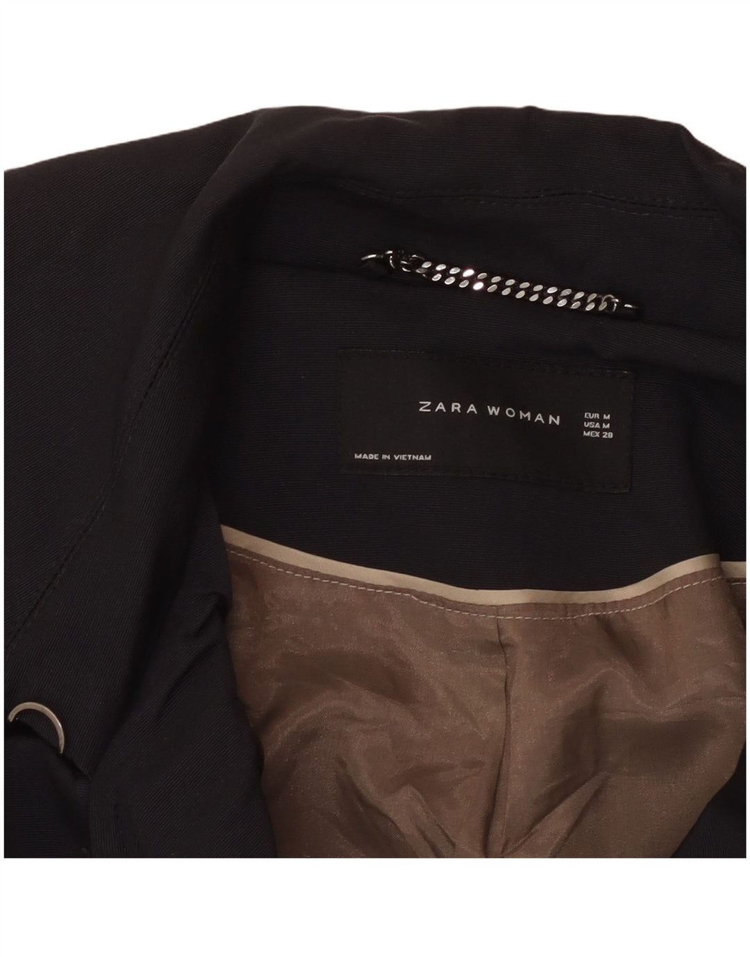 Женское полупальто ZARA UK 12, средний темно-синий, хлопок