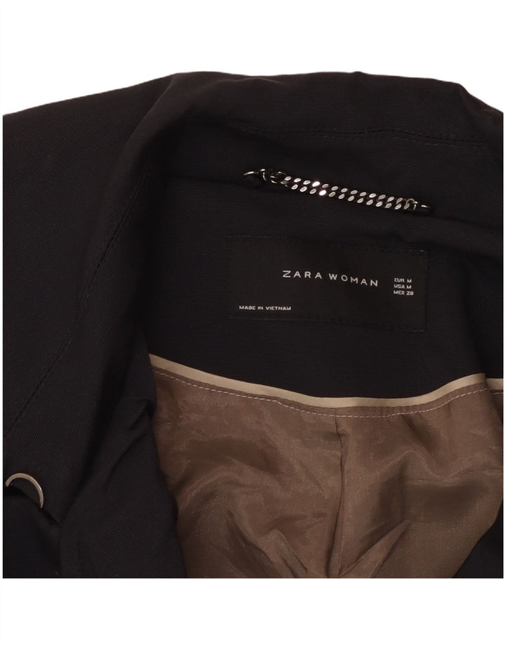 Женское полупальто ZARA UK 12, средний темно-синий, хлопок