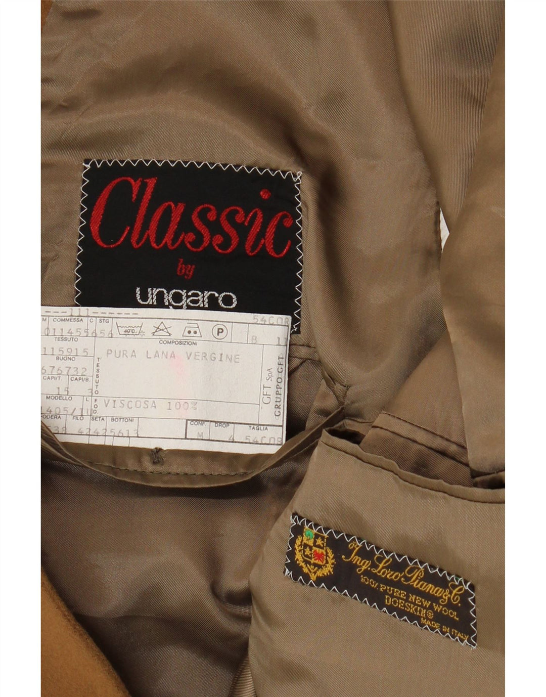 UNGARO Мужской классический пиджак на 2 пуговицах IT 54 2XL Коричневый из натуральной шерсти