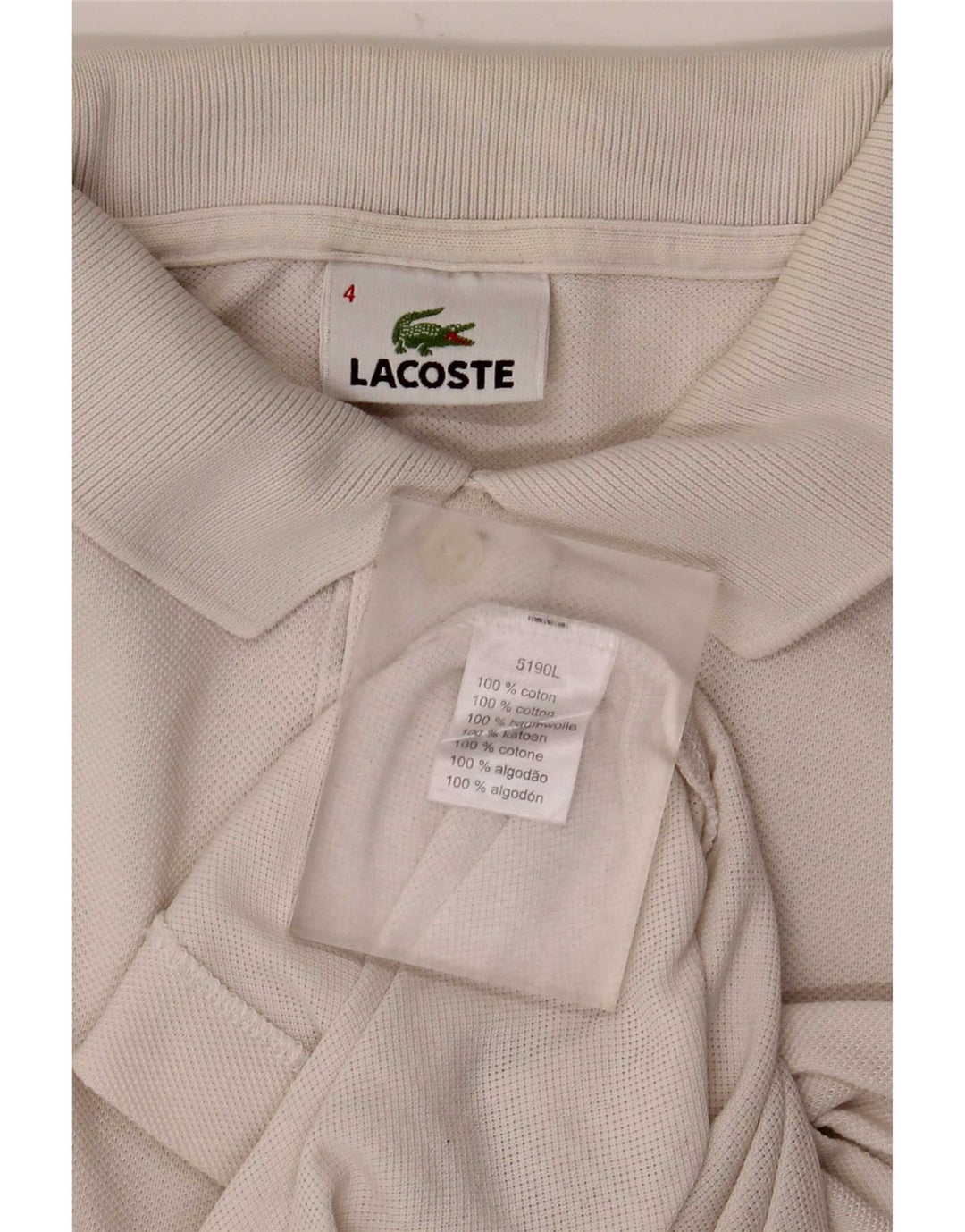 Мужская рубашка-поло Lacoste, размер 4, средний белый хлопок