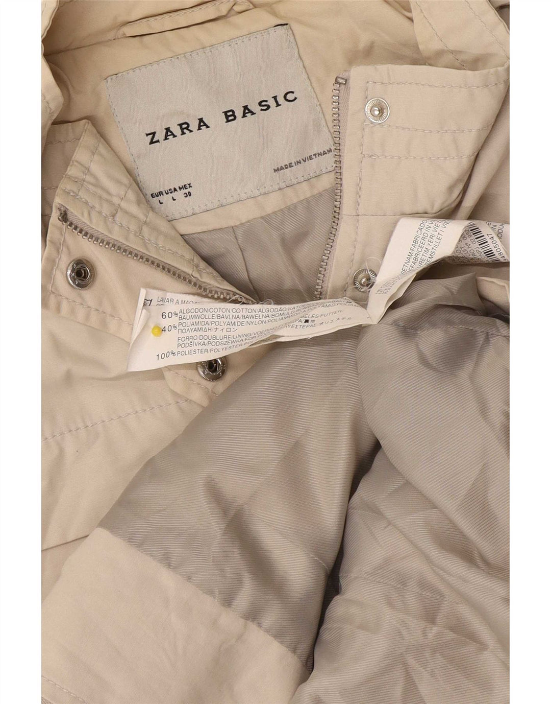 Женская куртка в стиле милитари Zara UK 14, хлопковый средний серый цвет