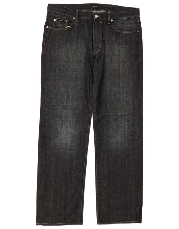 Мужские прямые джинсы HUGO BOSS W36 L32 темно-синие, хлопок