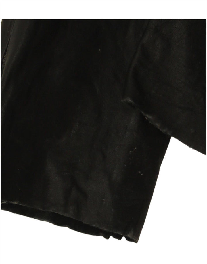 ВИНТАЖНЫЙ женский кожаный комбинезон без рукавов UK 12, средний черный кожаный