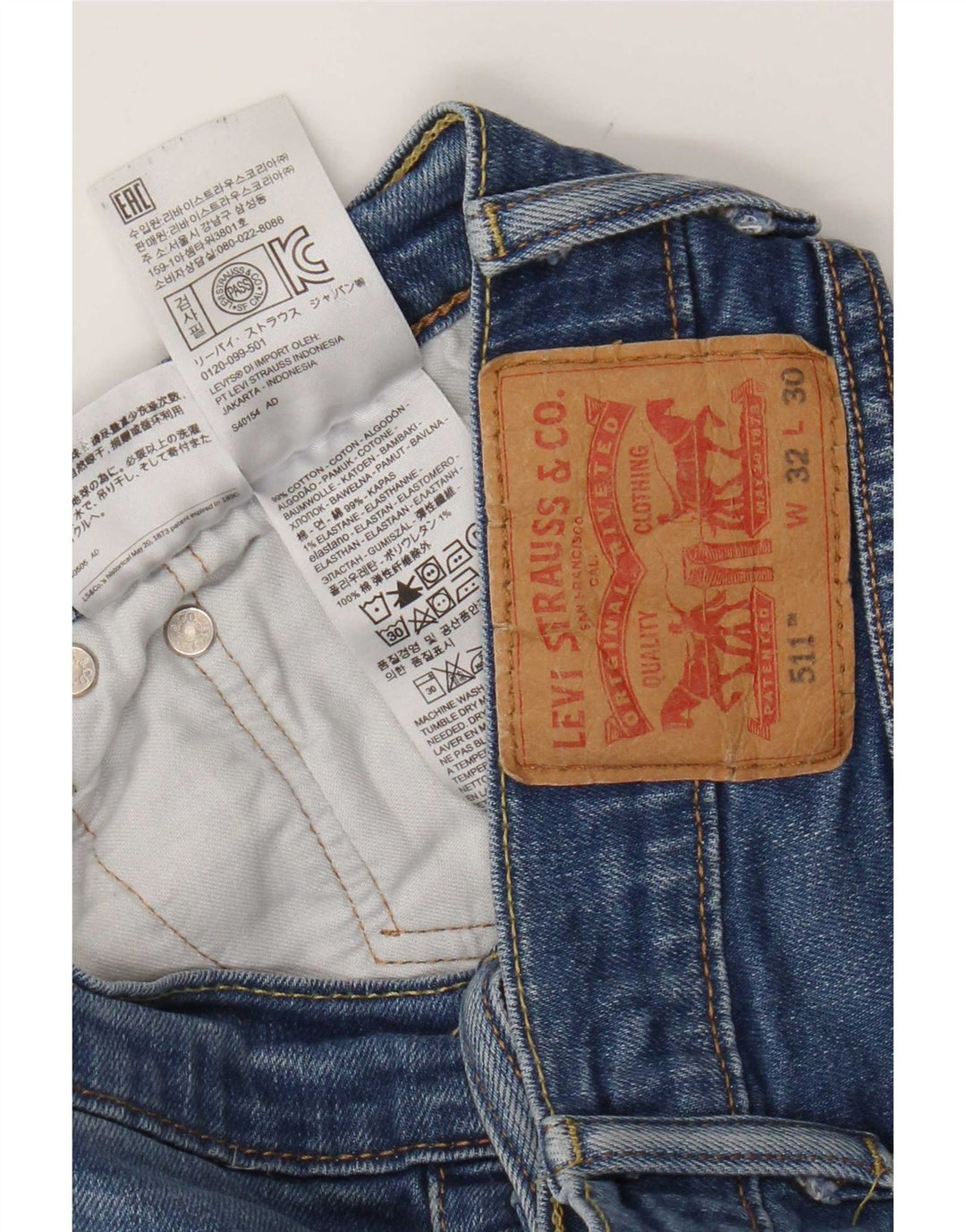 Мужские джинсы Levi's 511 Slim W32 L30 синие, хлопок
