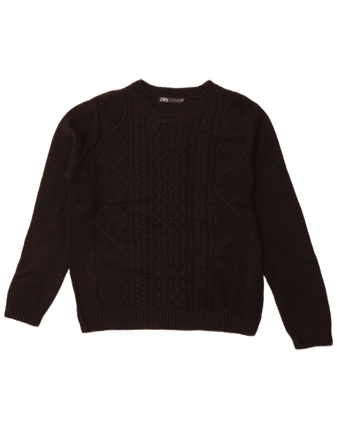 Женский джемпер с круглым вырезом Zara UK 14, большой черный акрил