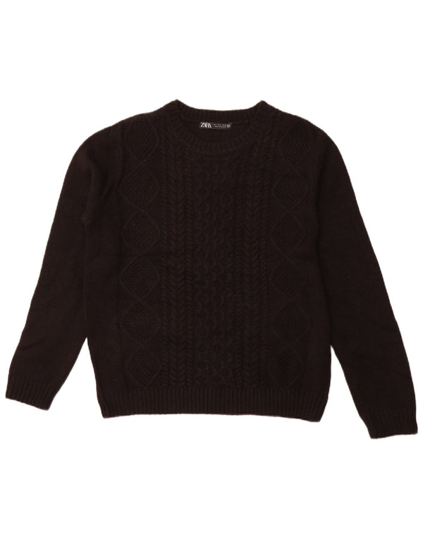 Женский джемпер с круглым вырезом Zara UK 14, большой черный акрил