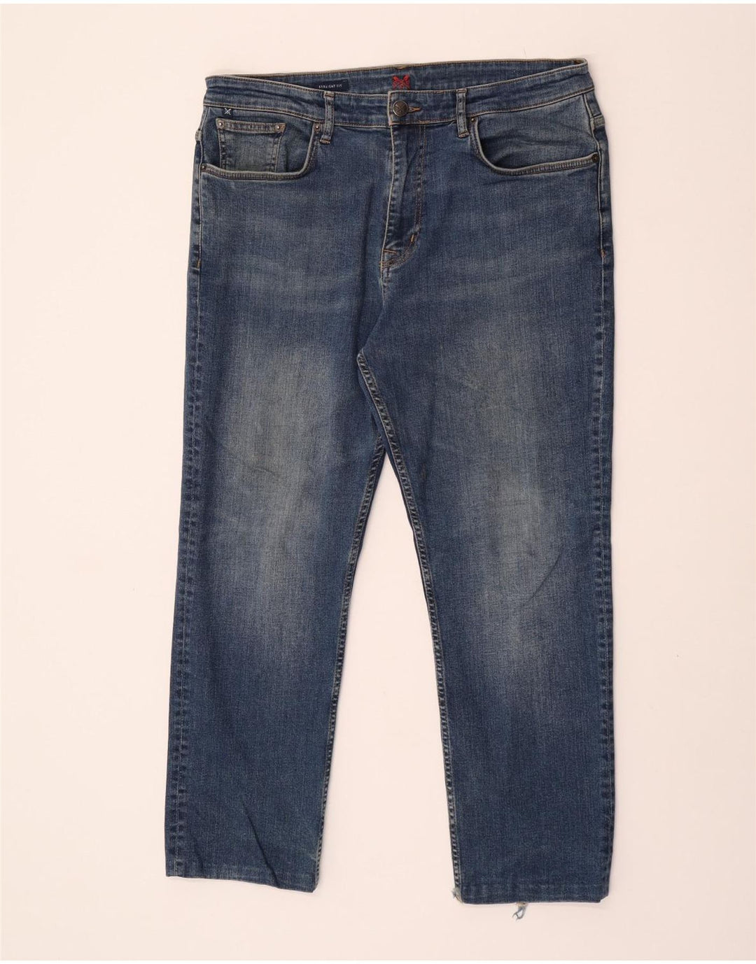 Мужские обычные прямые джинсы Crew Clothing W38 L27, синий хлопок