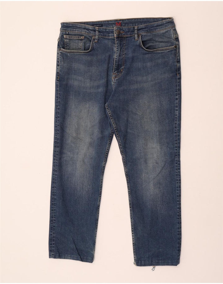 Мужские обычные прямые джинсы Crew Clothing W38 L27, синий хлопок
