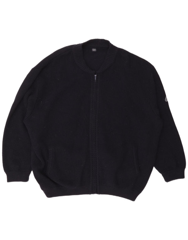 Vintage Mens Oversized Cardigan Sweater XL Navy Blue Wool