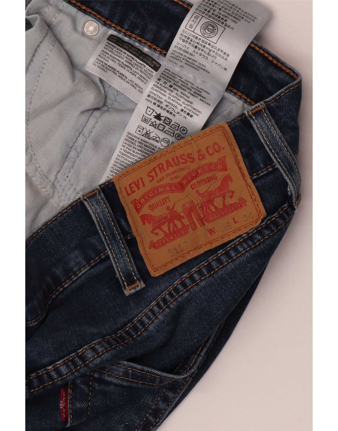 Мужские джинсы Levi's Slim 511 W38 L34 синие, хлопок