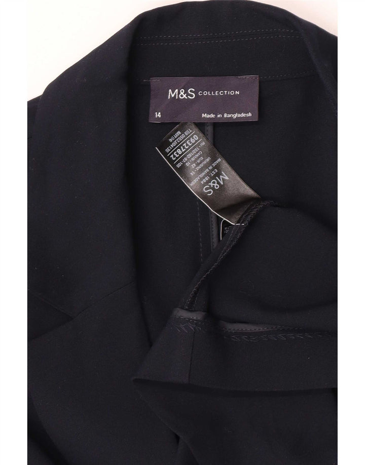 Женский открытый пиджак Marks & Spencer UK 14, большой темно-синий полиэстер