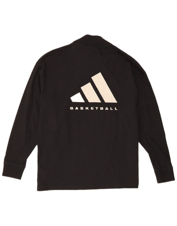 Adidas Мужской свободный крой с графическим топом с длинным рукавом, маленький черный хлопок