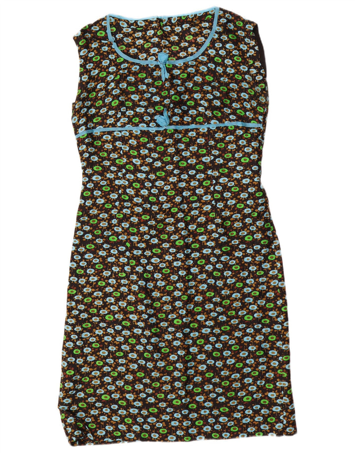 ВИНТАЖНЫЙ женский комплект из 2 предметов с рукавом 3/4, Великобритания 14, средний черный с цветочным принтом