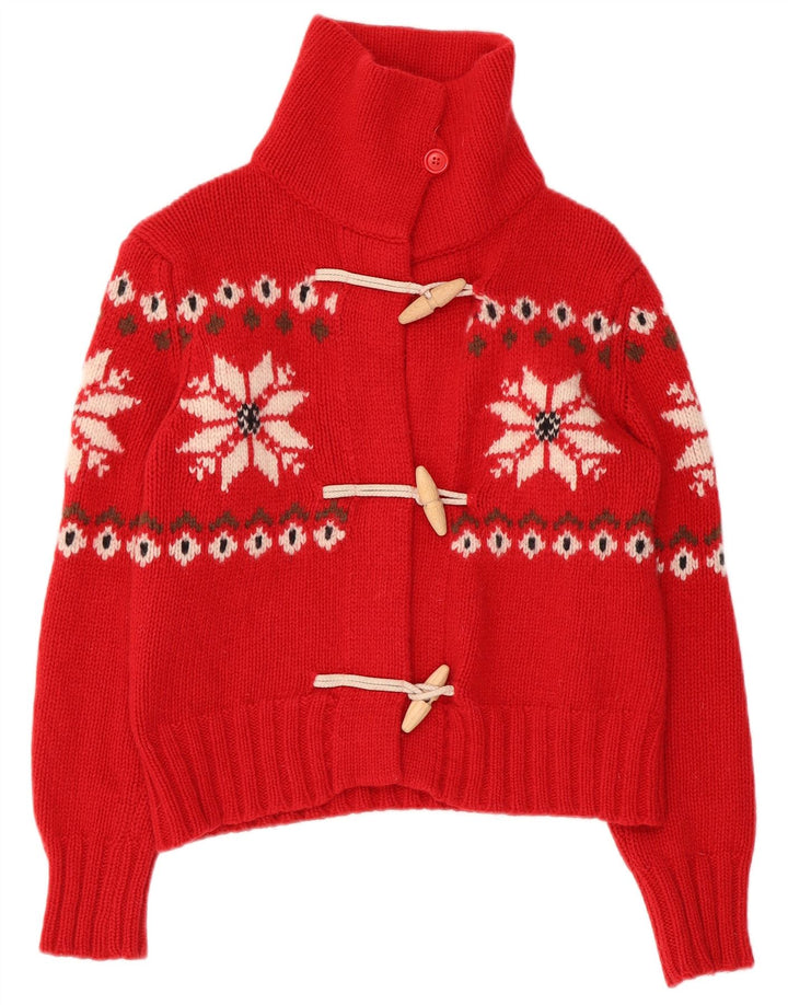 Женский укороченный кардиган BENETTON UK 10, маленький красный Fair Isle