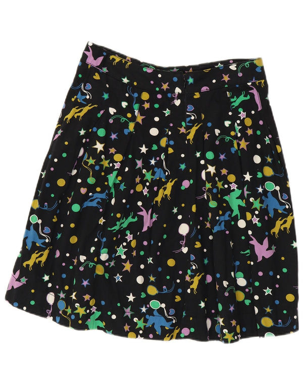 Винтажная женская плиссированная юбка W28, средний черный в пятнистый цвет