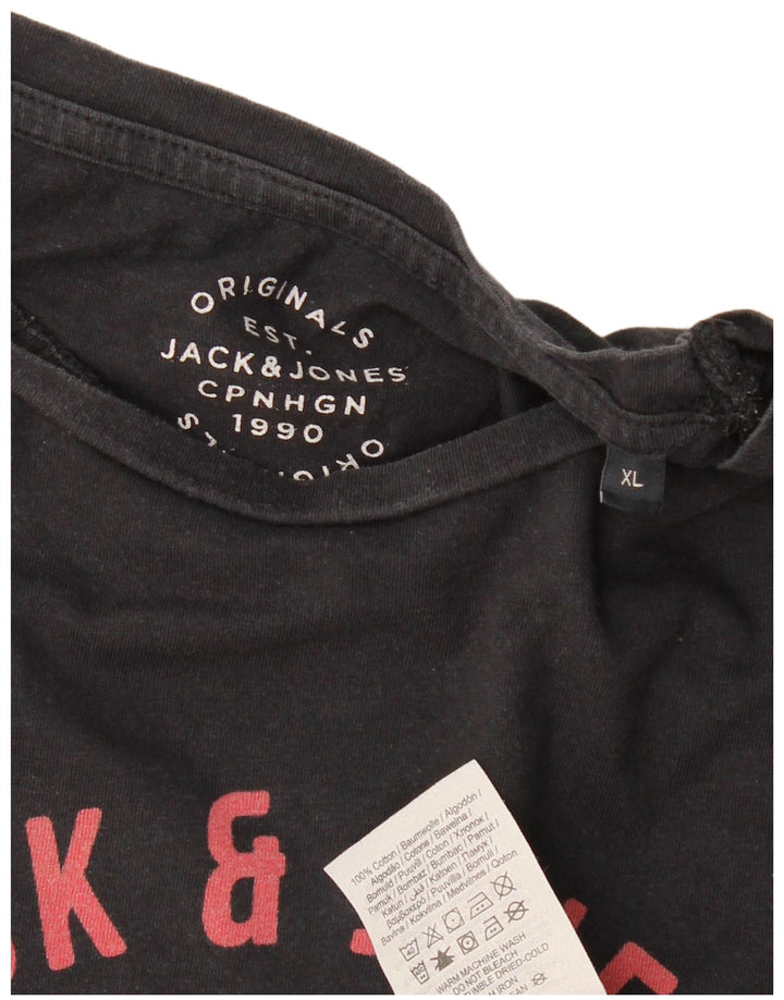 Мужская футболка с рисунком JACK & JONES Originals, топ XL, черный хлопок