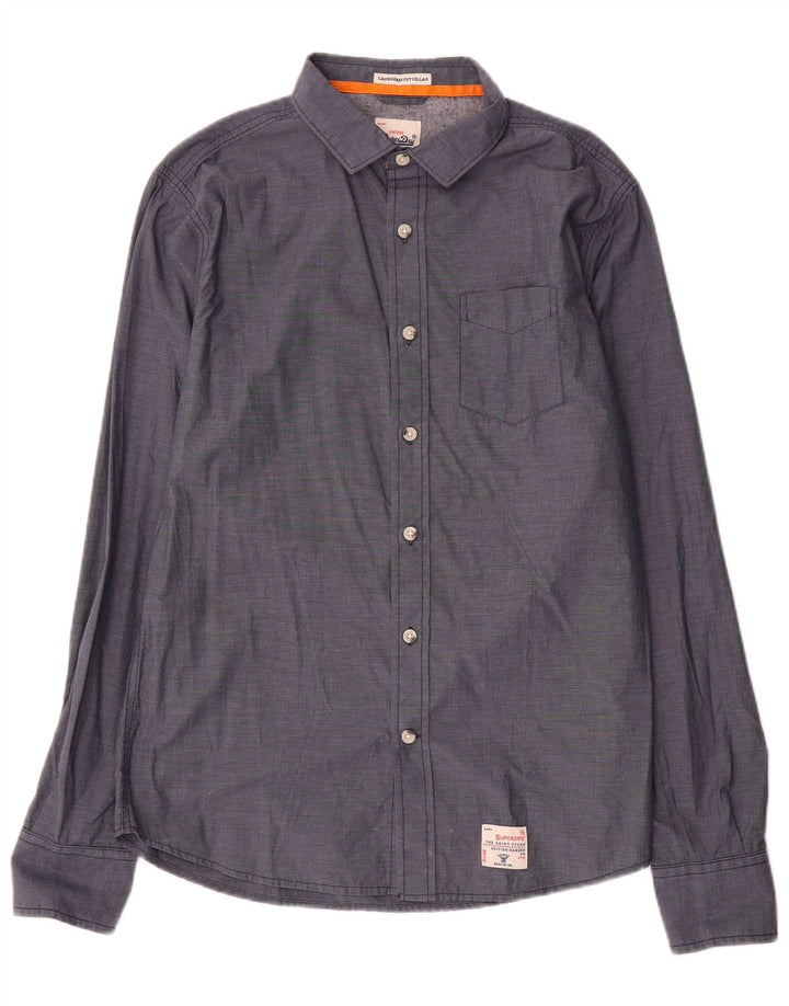 Мужская рубашка Superdry XL, темно-синяя, хлопок