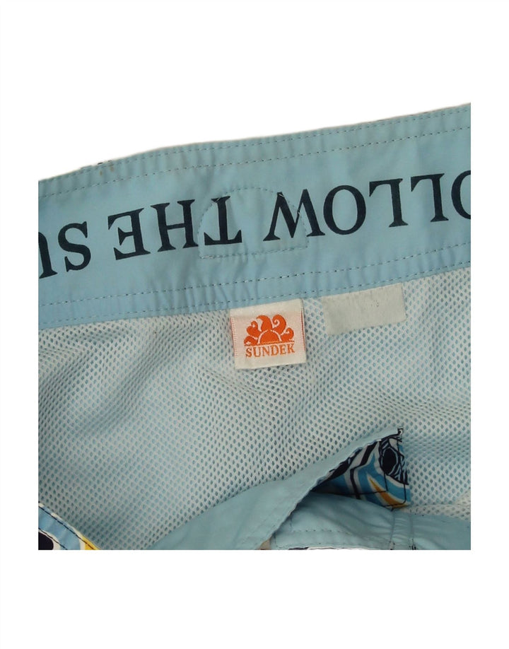 SUNDEK Mens Swimming Shorts Small  Blue Floral