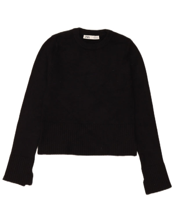 Женский укороченный джемпер с круглым вырезом Zara UK 6 XS, черный