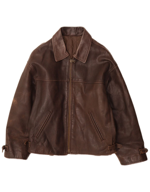 Куртка мужская кожаная VINTAGE IT 44 XS Коричневая кожа