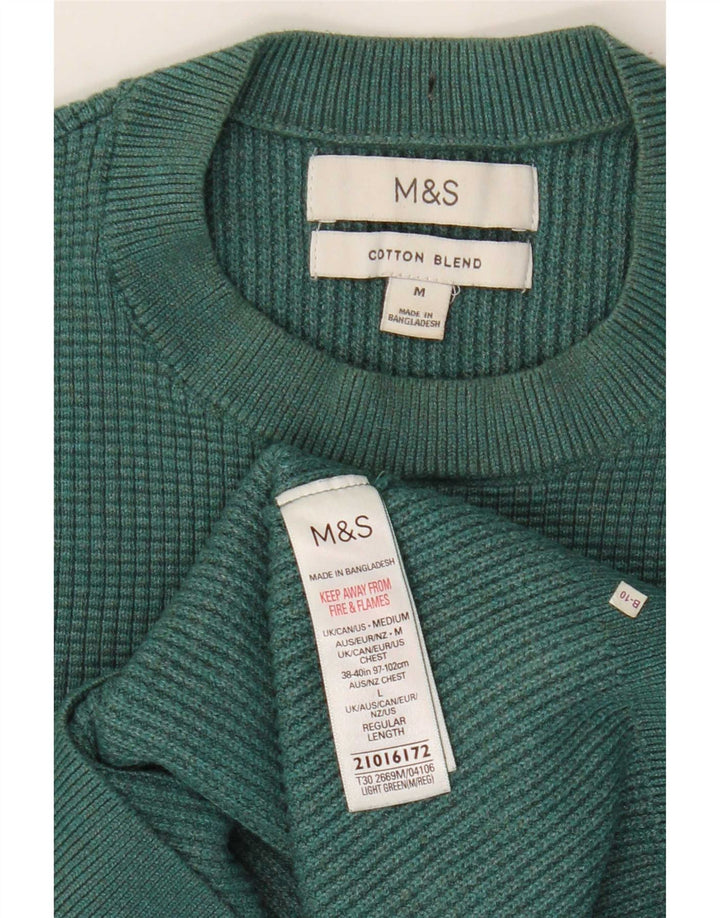 Мужской джемпер с круглым вырезом Marks & Spencer, средний зеленый полиэстер