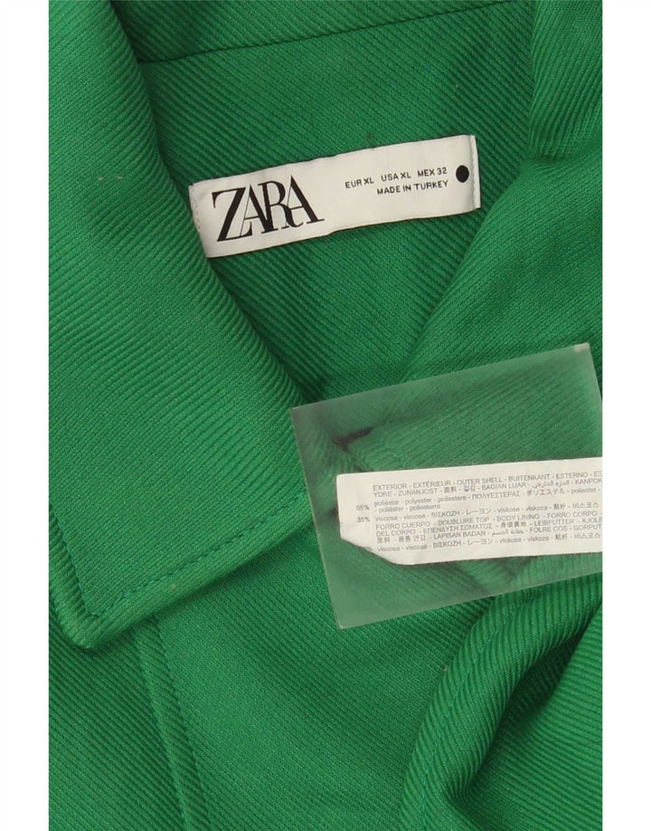 Женское двубортное пальто Zara UK 18 XL, зеленый полиэстер