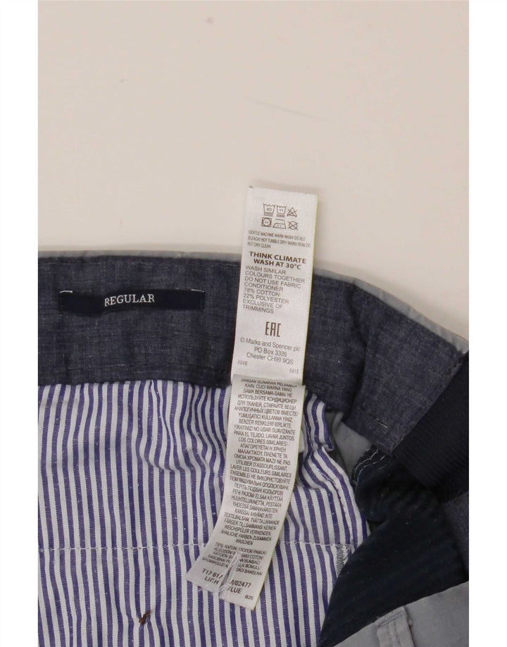 Мужские прямые брюки обычного костюма Marks & Spencer W34 L29, синие, хлопковые