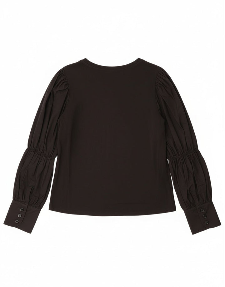 Женская блузка с длинными рукавами Zara UK 14, средний черный хлопок
