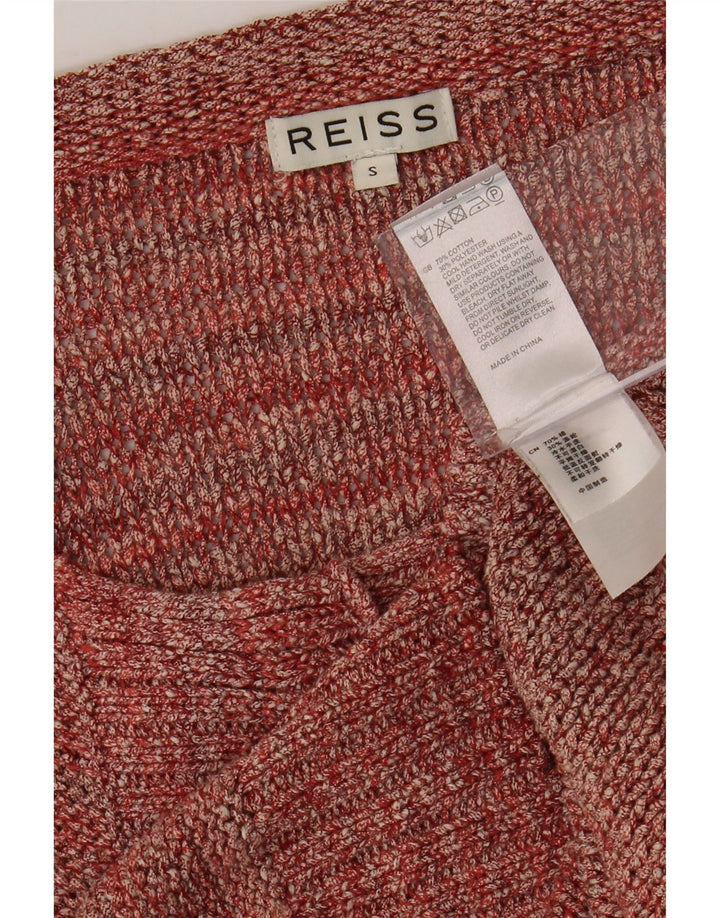 Женский укороченный кардиган REISS UK 10, маленький бордовый хлопок с крапинками