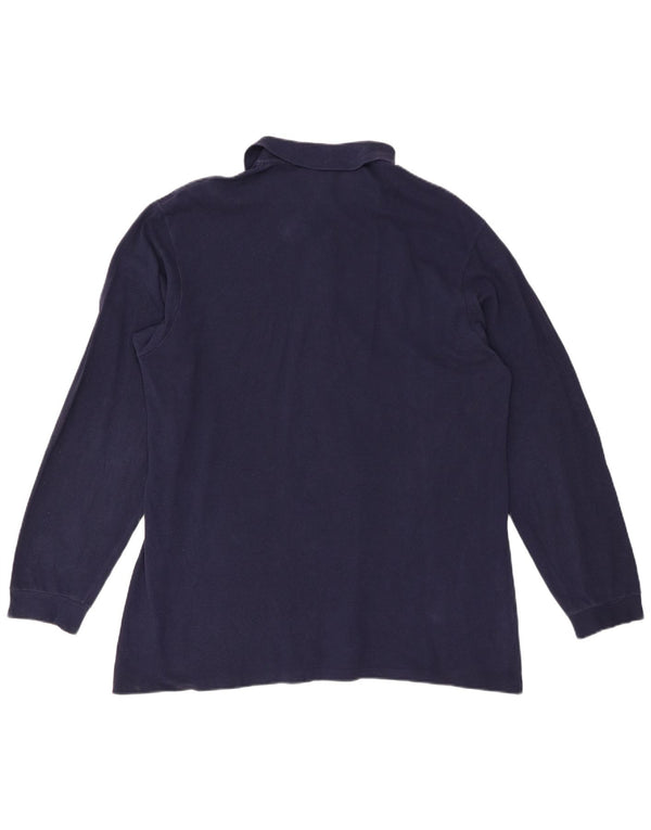 Мужская рубашка-поло LACOSTE с длинным рукавом, размер 6 XL, темно-синяя, хлопок