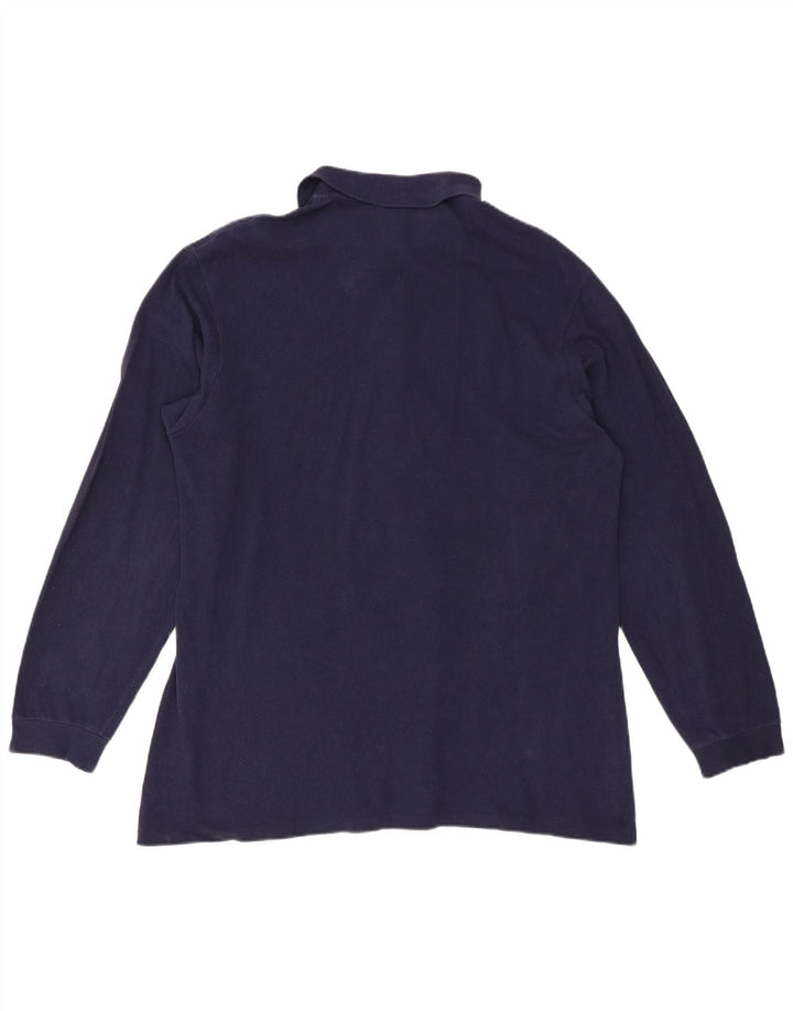 Мужская рубашка-поло LACOSTE с длинным рукавом, размер 6 XL, темно-синяя, хлопок