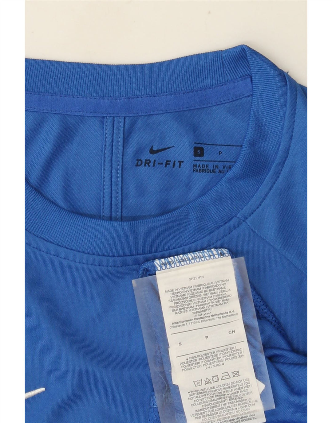 Мужская футболка NIKE Dri Fit, маленький синий полиэстер с цветными блоками