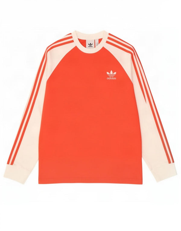 Мужской топ Adidas с длинным рукавом, средний красный, хлопок с цветными блоками