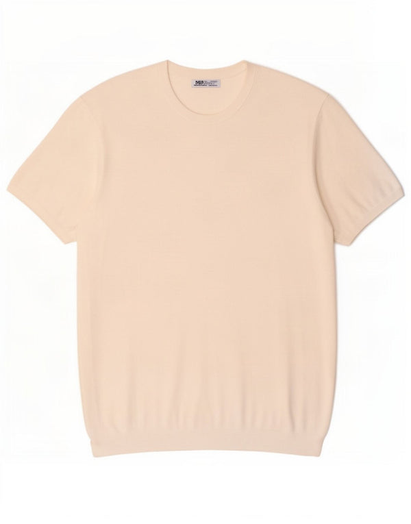 Zara Mens Short Sleeve Crew Neck Jumper Sweater Large White