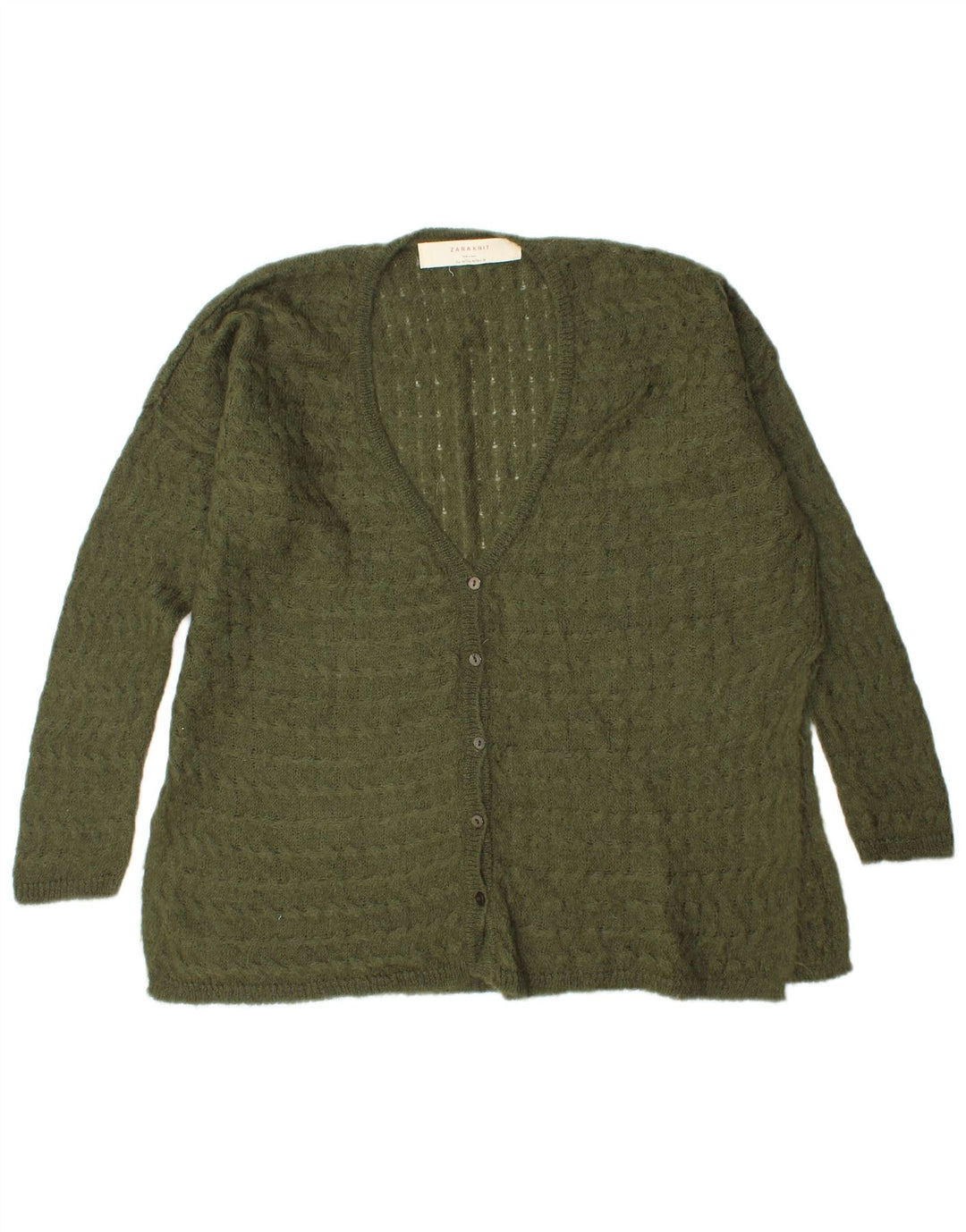 Женский свободный кардиган Zara UK 14, средний зеленый цвет